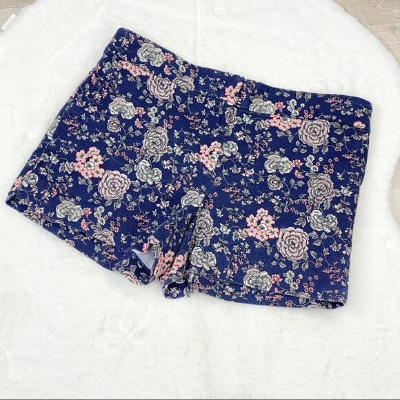 Ann Taylor LOFT Riviera Floral Woven Flat Front Shorts Size 10 Blue - Picture 1 of 10